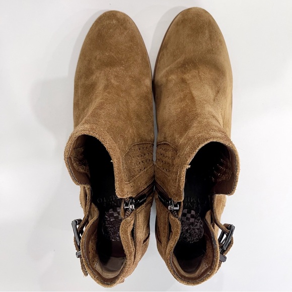 Vince Camuto Pamma Womens Brown Suede Leather Buckle Block Heel Booties Sz 10 M - Picture 5 of 8